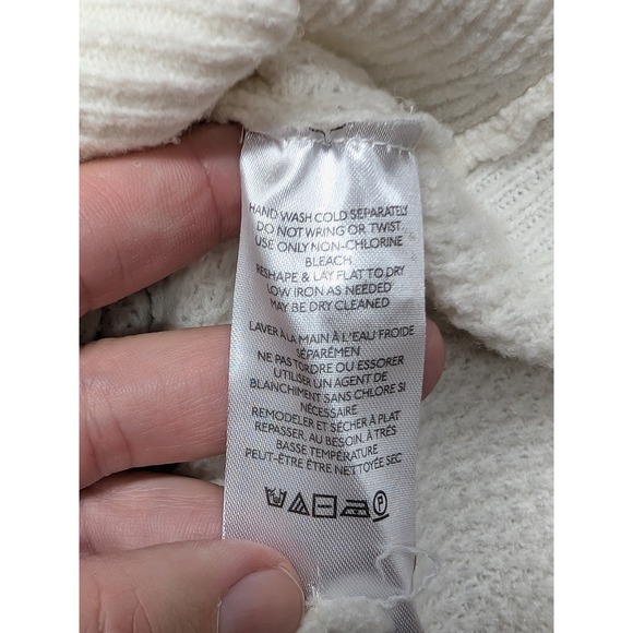 Maeve Anthropologie Cream Waffle Knit V Neck Back Cross Back Sweater Medium - Picture 11 of 15